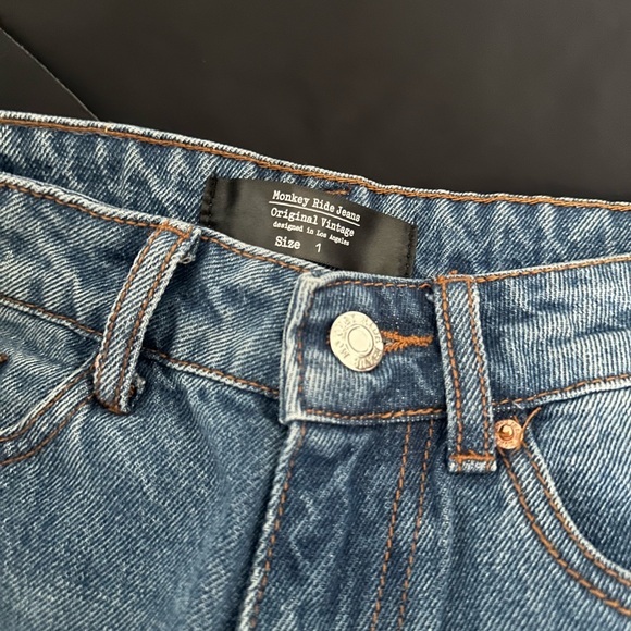 Monkey Ride Distressed Blue Jeans - Picture 2 of 4